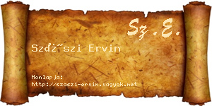 Szászi Ervin névjegykártya